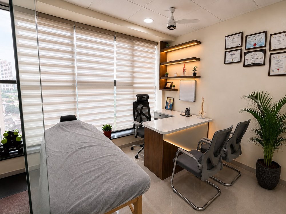 Consultation cabin at Flex Physiotherapy Clinic, Wakad, Pune